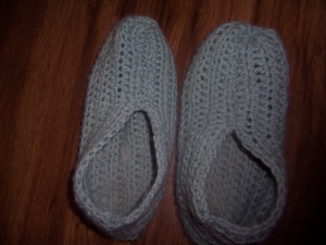 a pair of finished slippers