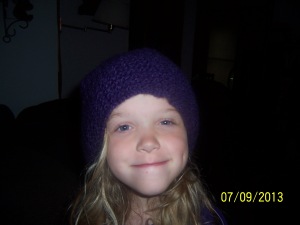 my daughter modeling her new hat